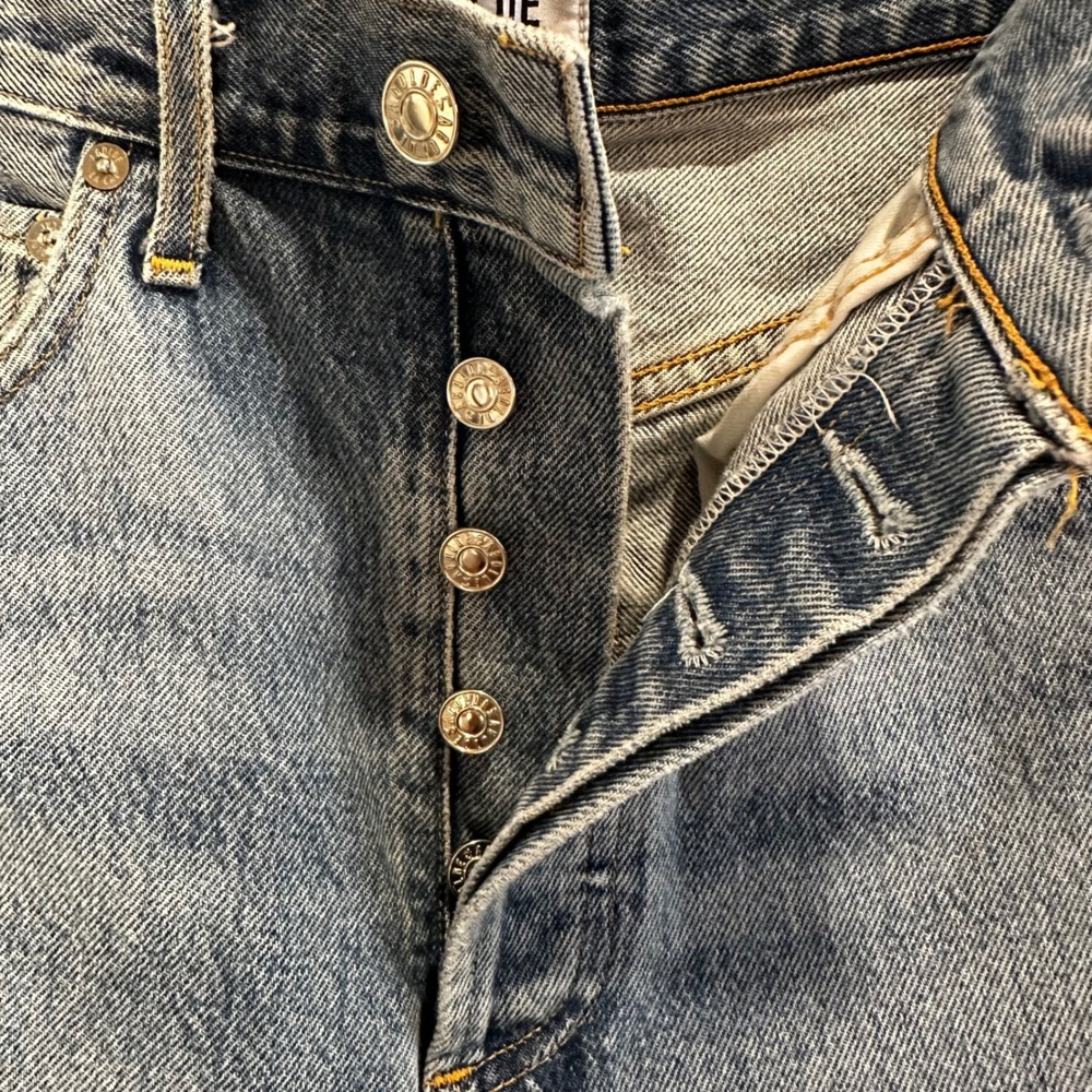 AGOLDE Riley High Rise Straight Jeans Distressed Light Wash Size 26 - Picture 7 of 10